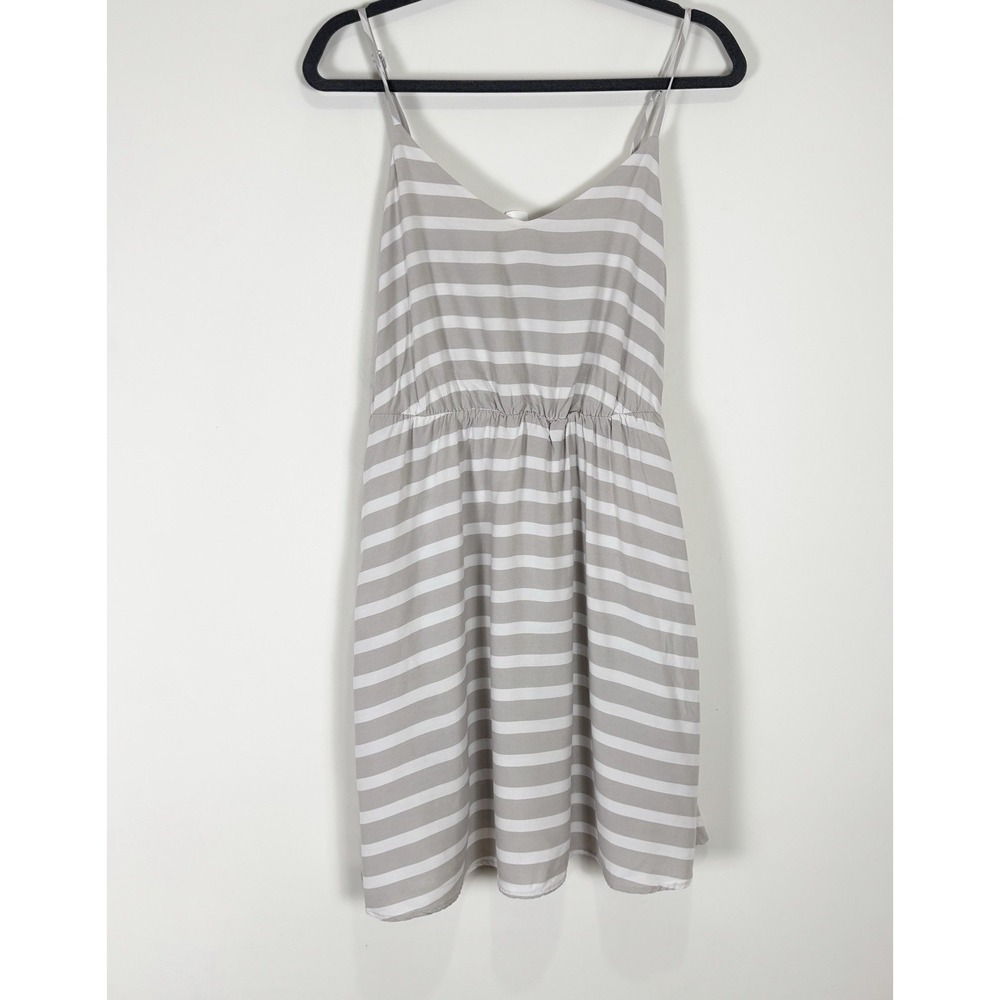 Lauren Conrad White And Tan Stripe Sundress Lined With Pockets Size 10